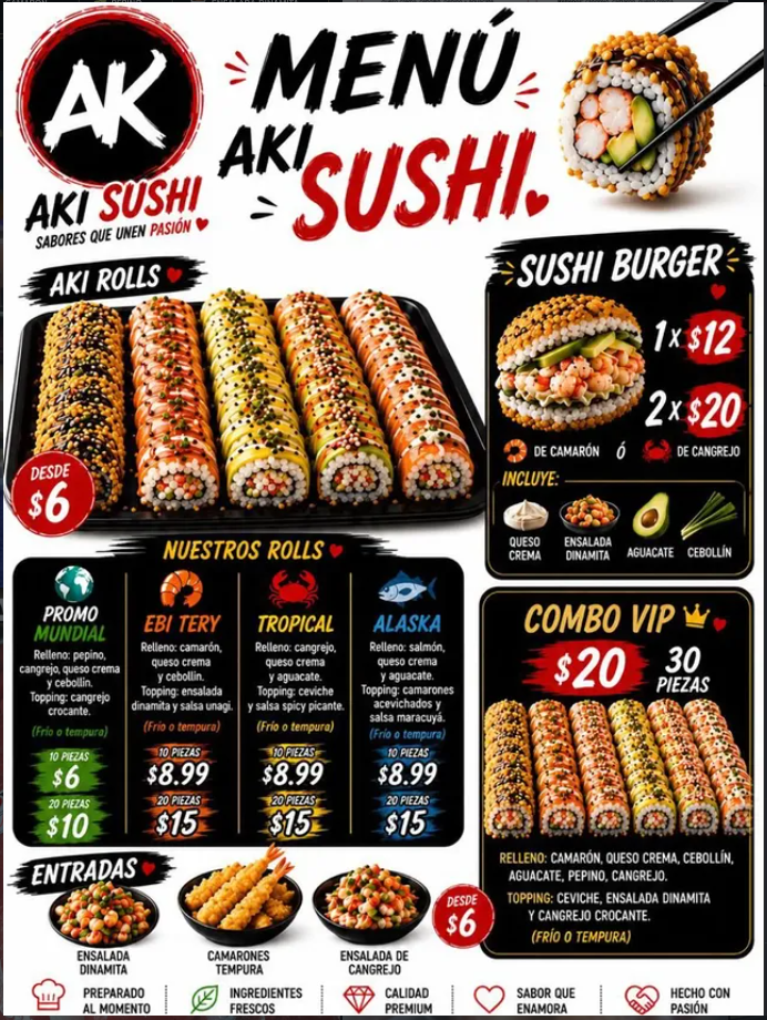Menú Aki Sushi
